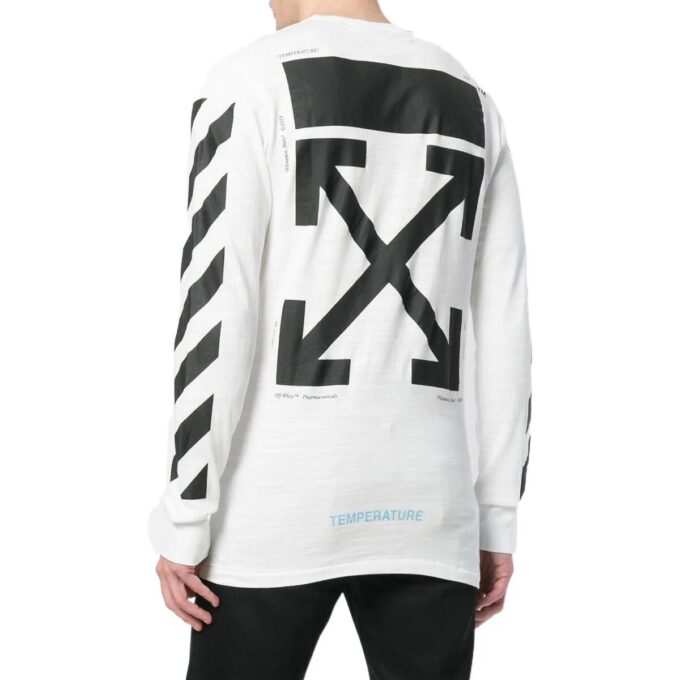 Camiseta unisex blanca de manga larga con estampado de la Mona Lisa y corte holgado