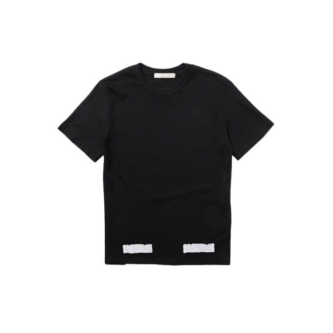 Camiseta unisex de cuello redondo y pantalones cortos con estampado de marco cuadrado, color negro