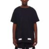 Camiseta unisex de cuello redondo y pantalones cortos con estampado de marco cuadrado, color negro