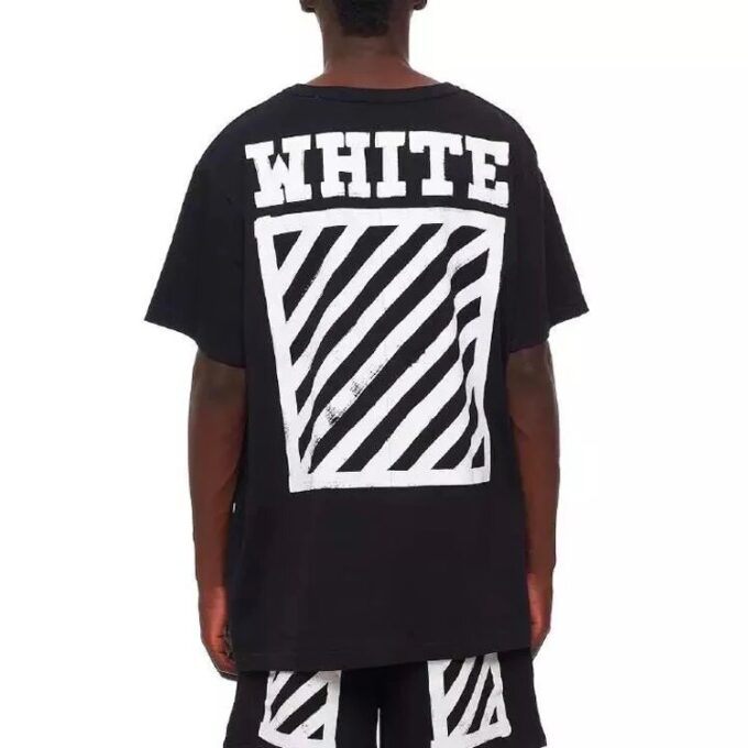 Camiseta unisex de cuello redondo y pantalones cortos con estampado de marco cuadrado, color negro