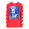 Camiseta unisex de manga larga con estampado rojo y corte holgado