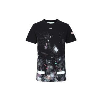 Camiseta unisex holgada de manga corta con salpicaduras de tinta, color negro