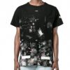 Camiseta unisex holgada de manga corta con salpicaduras de tinta, color negro