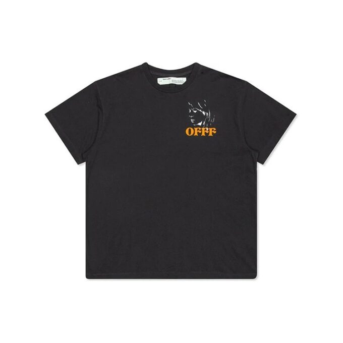 Camiseta unisex negra de manga corta holgada con estampado Portrait S/S OVER TEE en Pantalones Cortos