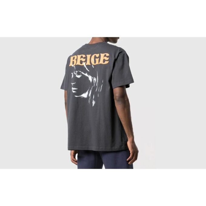 Camiseta unisex negra de manga corta holgada con estampado Portrait S/S OVER TEE en Pantalones Cortos