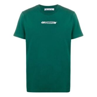 Camiseta verde con estampado del logotipo de Off-White para hombre Camiseta verde con estampado del logotipo de Off-White para hombre