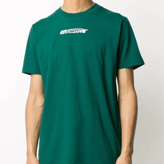 Camiseta verde con estampado del logotipo de Off-White para hombre