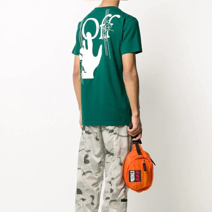 Camiseta verde con estampado del logotipo de Off-White para hombre