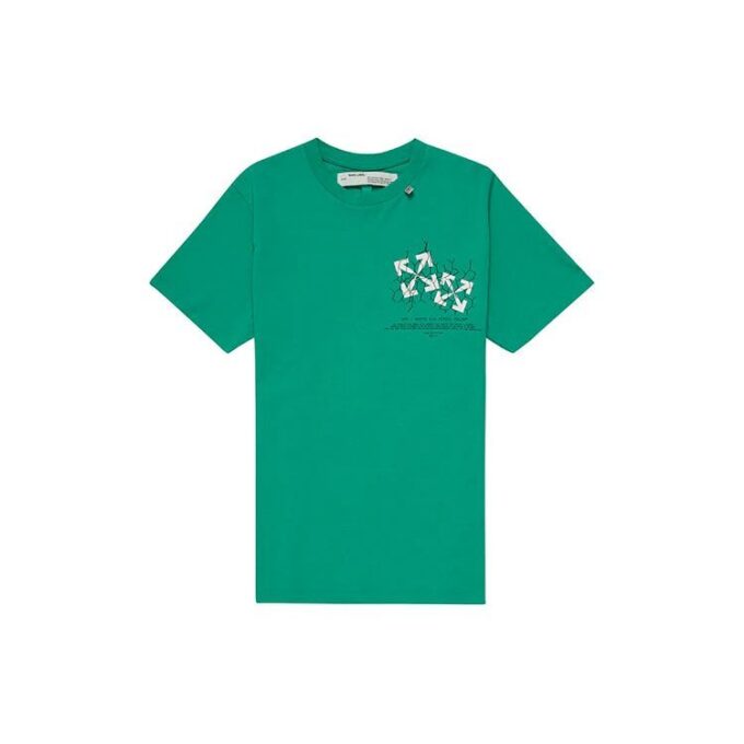 Camiseta verde con flechas de valla y estampado de flechas, manga corta en pantalones cortos