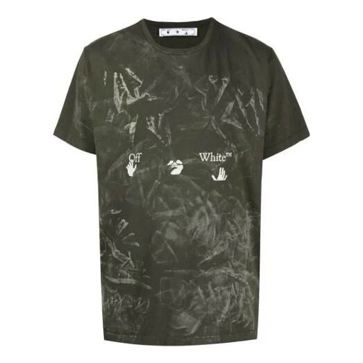 Camiseta verde de manga corta con logotipo Off-White para hombre, temporada primavera-verano 2021