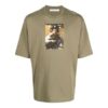 Camiseta verde de manga corta y cuello redondo con estampado de personajes para hombre de Off-White, corte holgado