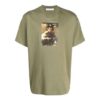 Camiseta verde de manga corta y cuello redondo con estampado de pintura Off-White para hombre, colección FW21, corte holgado