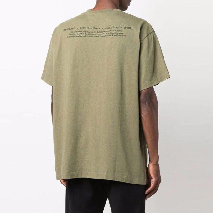 Camiseta verde de manga corta y cuello redondo con estampado de pintura Off-White para hombre, colección FW21, corte holgado