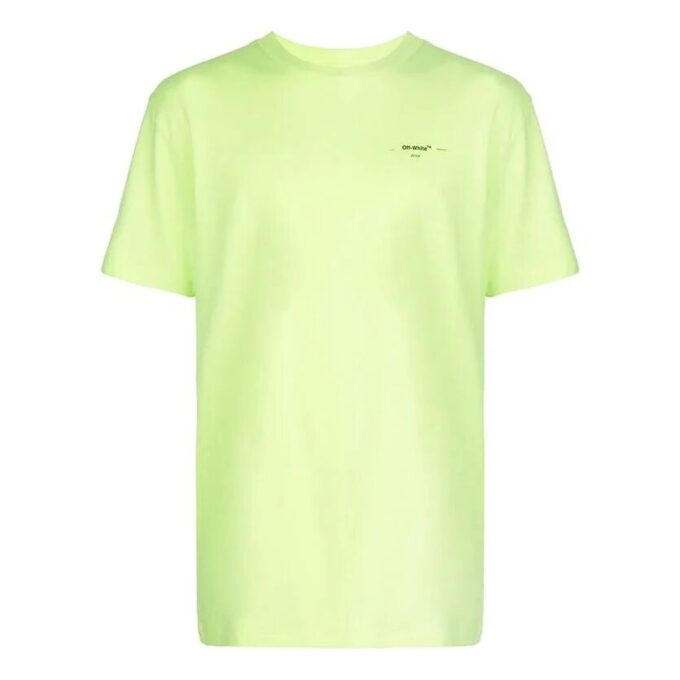 Camiseta verde de pantalones cortos con cuello redondo y logotipo pequeño
