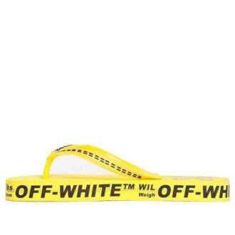 Chanclas de moda con logotipo tipográfico, color amarillo