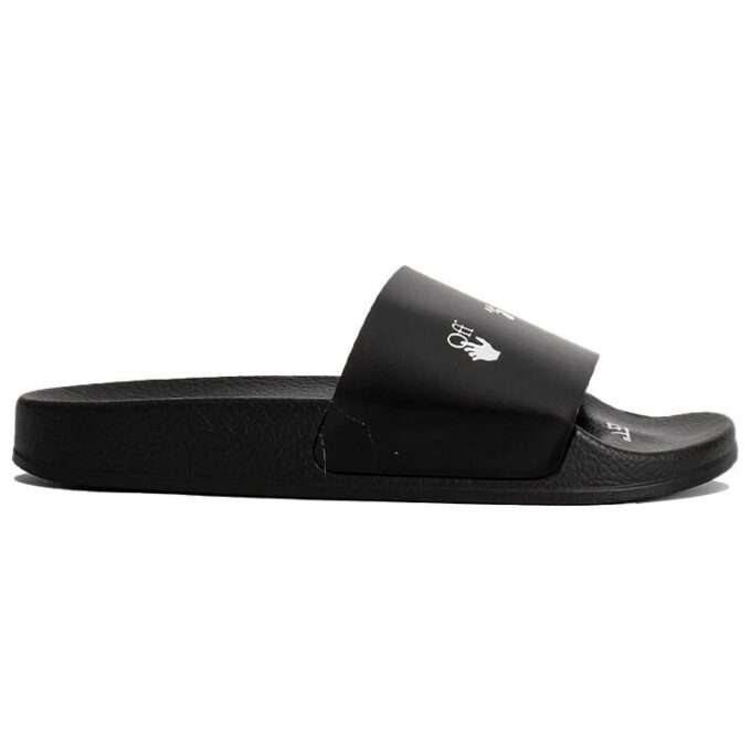 Chanclas de piscina Off-White con estampado multilogo, color negro