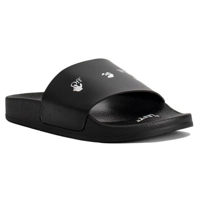 Chanclas de piscina Off-White con estampado multilogo, color negro
