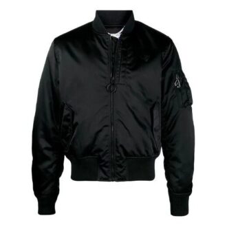 Chaqueta aviador con cremallera y estampado de logotipo, temporada primavera-verano 2021, corte holgado, color negro