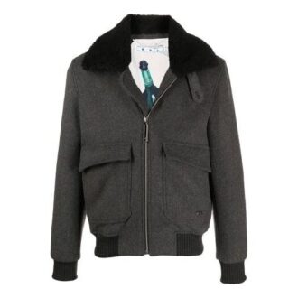 Chaqueta aviador con logo, corte holgado, gris