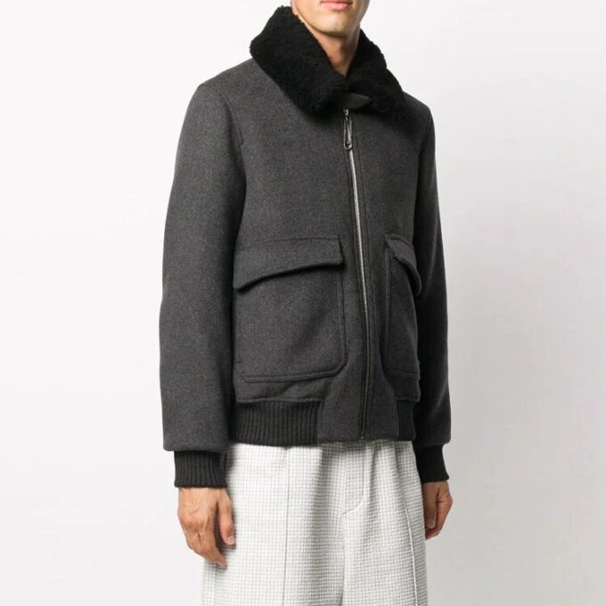 Chaqueta aviador con logo, corte holgado, gris