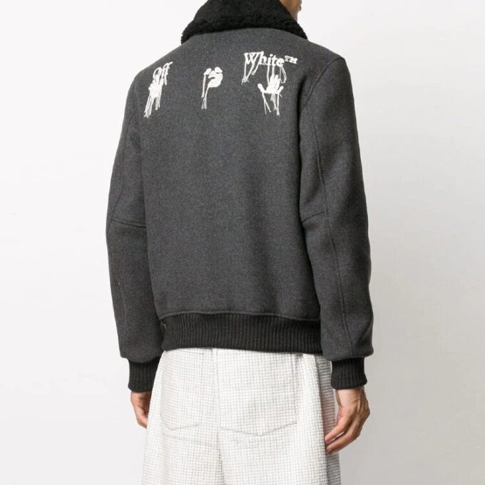 Chaqueta aviador con logo, corte holgado, gris