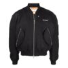 Chaqueta aviador de manga larga con cremallera y estampado, colección primavera-verano 2022, color negro