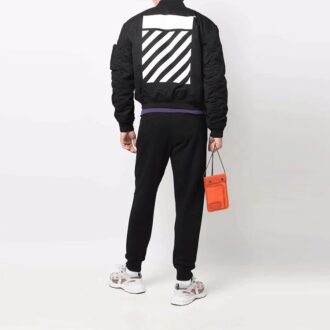 Chaqueta aviador de manga larga con cremallera y estampado, colección primavera-verano 2022, color negro