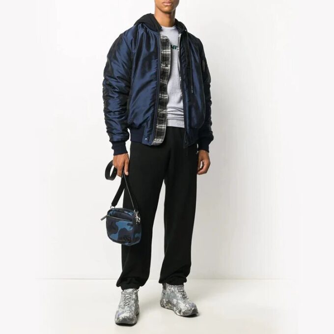 Chaqueta aviador reversible con capucha Azul marino