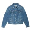 Chaqueta azul de hombre Off-White FW22 con estampado en la espalda, solapa y mangas largas, versión Denim