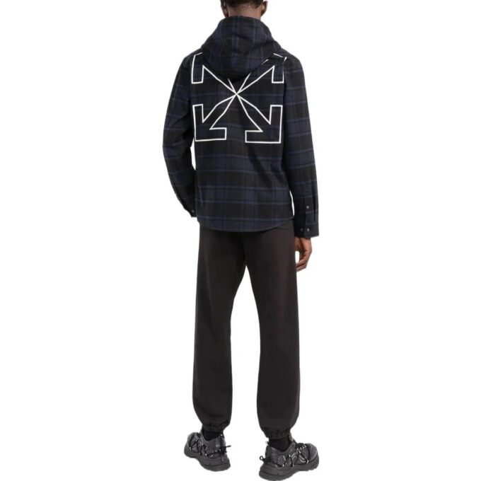 Chaqueta azul de manga larga con capucha y estampado a cuadros de Off-White para hombre