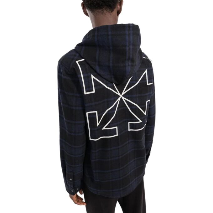 Chaqueta azul de manga larga con capucha y estampado a cuadros de Off-White para hombre