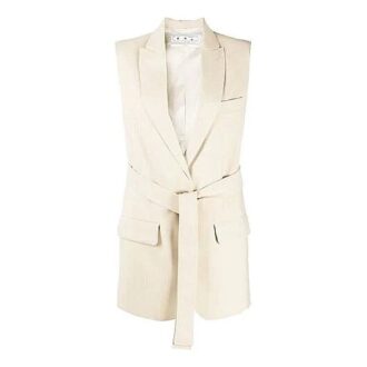 Chaqueta blazer sin mangas de un solo botonero Off-White SS20, color blanco roto