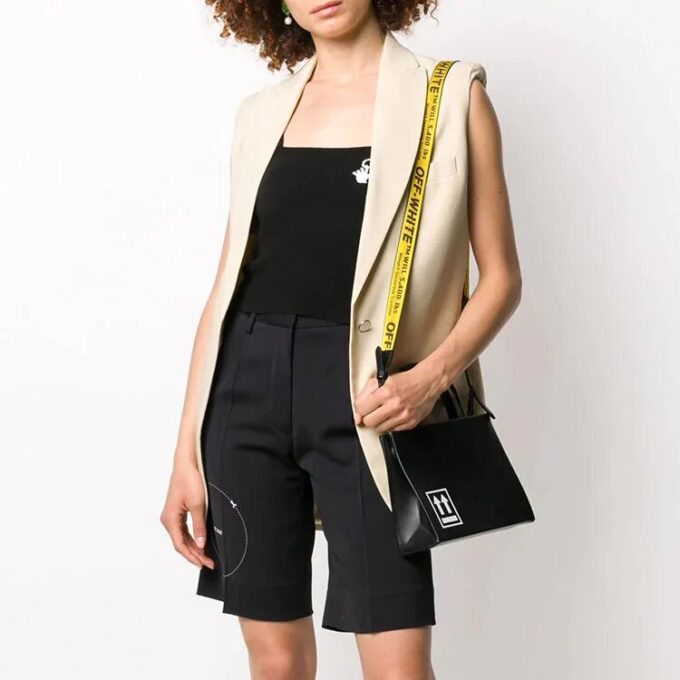 Chaqueta blazer sin mangas de un solo botonero Off-White SS20, color blanco roto