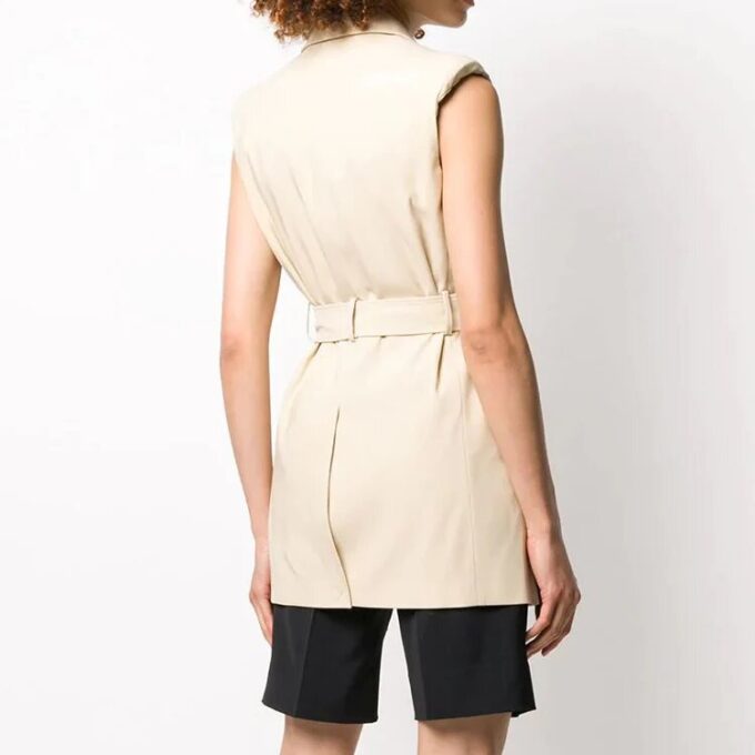 Chaqueta blazer sin mangas de un solo botonero Off-White SS20, color blanco roto