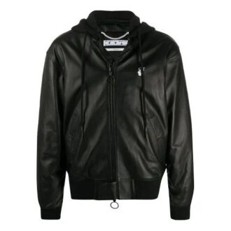 Chaqueta bomber de cuero con estampado del logotipo
