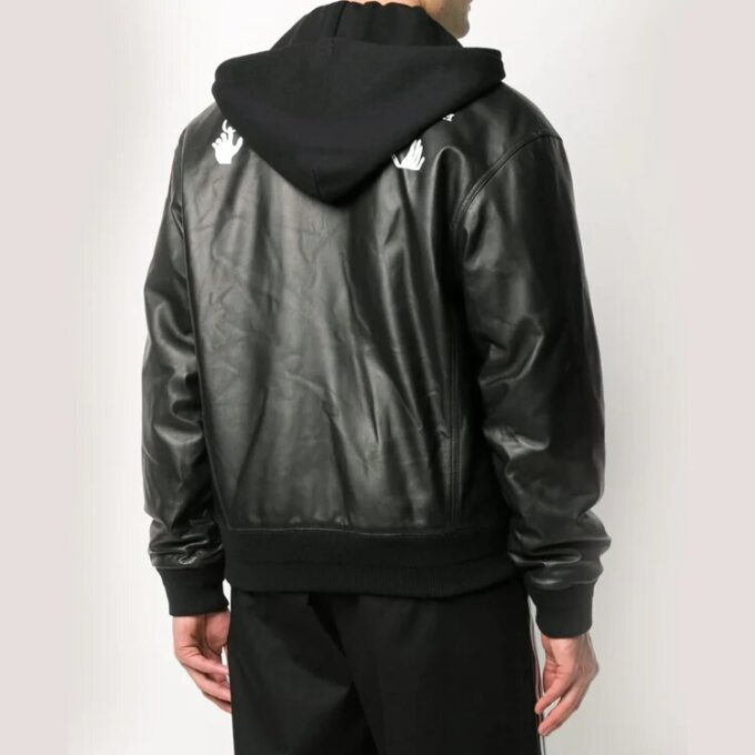 Chaqueta bomber de cuero con estampado del logotipo