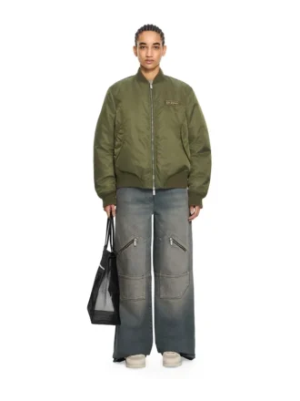 Chaqueta bomber de nailon bordada Off-White