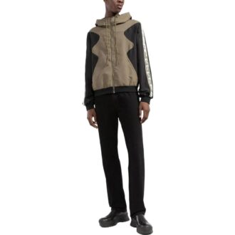 Chaqueta casual con capucha Off-White para hombre, temporada primavera-verano 2022, con colores contrastantes y detalles de costuras, versión caqui