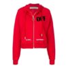 Chaqueta casual con capucha y cremallera Off-White Micro Mark, corte holgado, color rojo