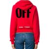 Chaqueta casual con capucha y cremallera Off-White Micro Mark, corte holgado, color rojo