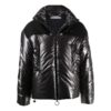 Chaqueta clásica con capucha y cuello alto, negra