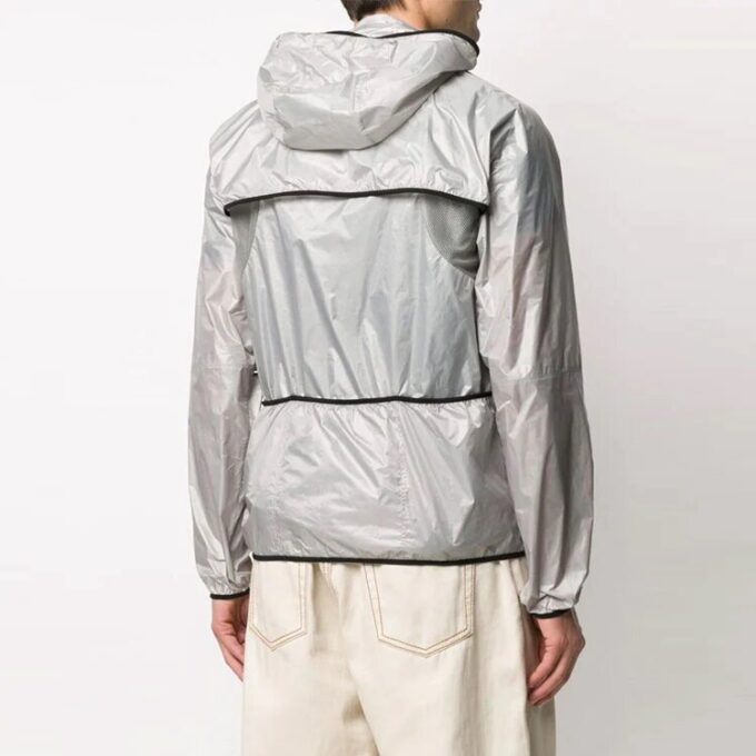 Chaqueta con capucha, cremallera, fina y ligera, corte holgado, gris claro