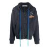 Chaqueta con capucha de algodón estampada para hombre, negra