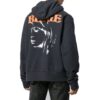 Chaqueta con capucha de algodón estampada para hombre, negra