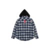 Chaqueta con capucha de franela a cuadros azul