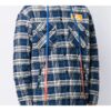 Chaqueta con capucha de franela a cuadros azul