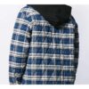 Chaqueta con capucha de franela a cuadros azul