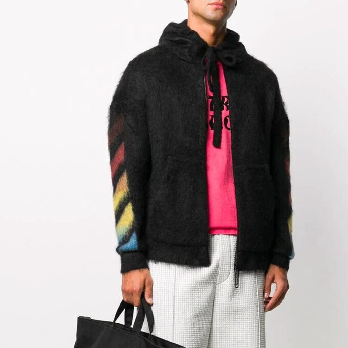 Chaqueta con capucha estampada para hombre Off-White, color negro