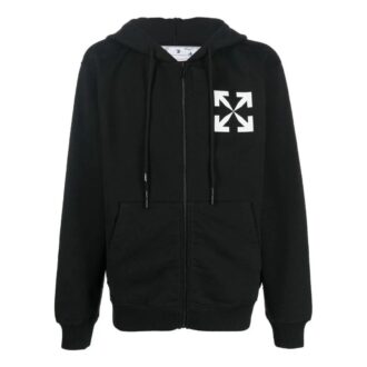 Chaqueta con capucha Off-White para hombre FW22 con estampado de logotipo de Arrows, versión en negro