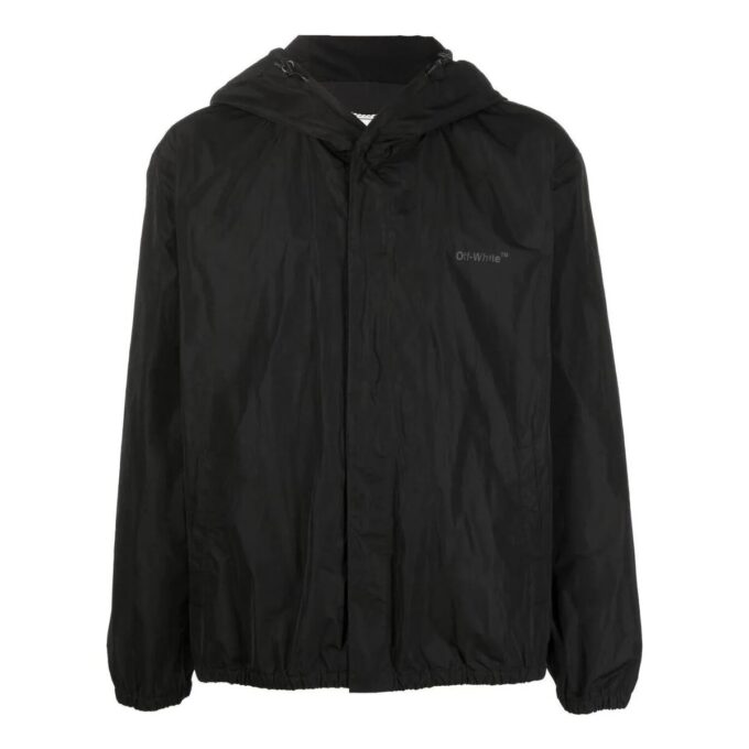 Chaqueta con capucha Off-White para hombre FW22 con estampado del logotipo clásico, versión estándar, negra